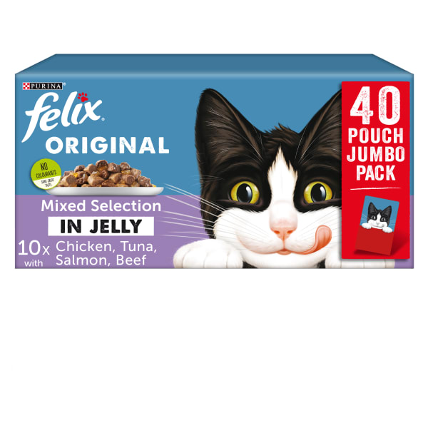 Image of Felix Mixed Selection in Jelly Cat Food, 40 x 100g - Mixed Selection in Jelly