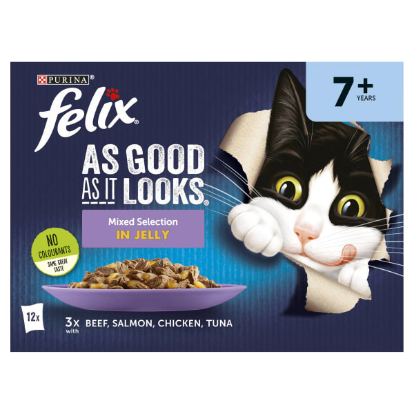 Image of Felix As Good As It Looks 7+ Mixed Cat Food, 40 x 100g - Mixed Selection in Jelly