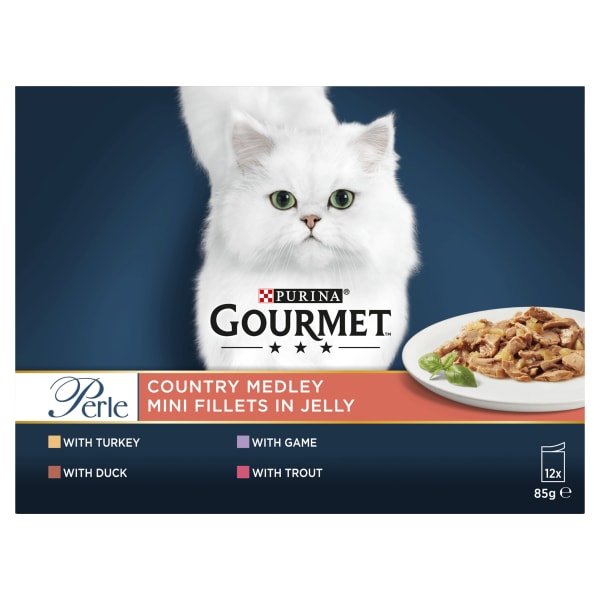 Image of Gourmet Perle Mini Fillets Pouches Adult Wet Cat Food, 12 x 85g - Mixed Selection