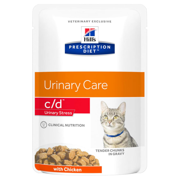 Image of Hill's Prescription Diet c/d Urinary Care Multicare Stress Adult Wet Cat Food with Chicken in Gravy, 12 x 85g - Chicken