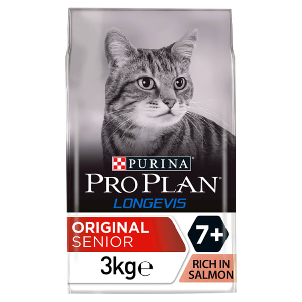 Image of Purina Pro Plan Vital Age 7+ with Longevis Dry Cat Food - Salmon, 3kg - Salmon