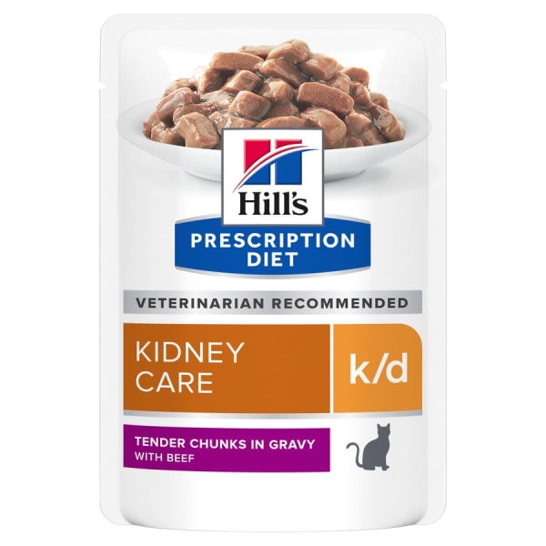 Image of Hill's Prescription Diet Kidney Care k/d Adult/Senior Wet Cat Food in Gravy - Beef, 12 x 85g - Beef