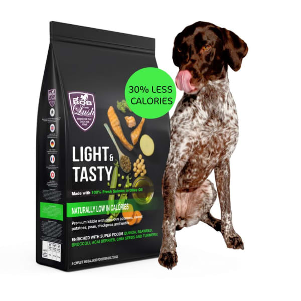 Image of Bob and Lush Light & Tasty Adult Dry Dog Food - Salmon In Olive Oil, 2kg - Salmon