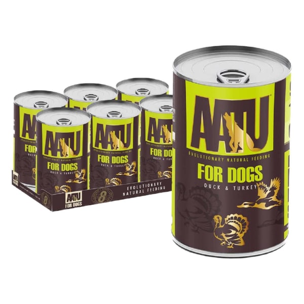 Image of AATU Adult Duck & Turkey Wet Dog Food Tins, 6 x 400g - Duck & Turkey