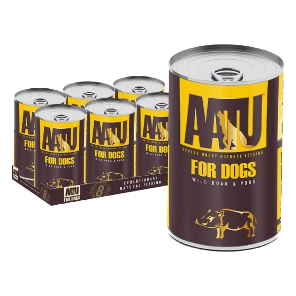 Image of AATU Adult Wild Boar & Pork Wet Dog Food Tins, 6 x 400g - Wild Boar & Pork