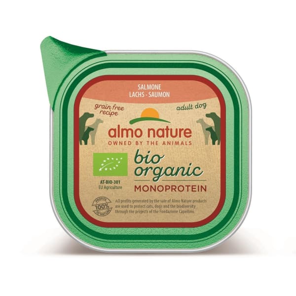 Image of Almo Nature Biorganic Monoprotein Grain-free Wet Dog Food with Salmon, 11 x 150g