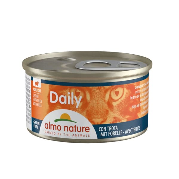 Image of Almo Nature Daily Menu Grain-free Chunks Trout Wet Cat Food Tins, 24 x 85g - Trout