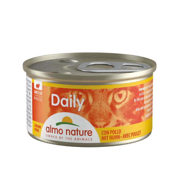 Image of Almo Nature Daily Menu Grain-free Mousse Chicken Wet Cat Food Tins, 24 x 85g - Chicken