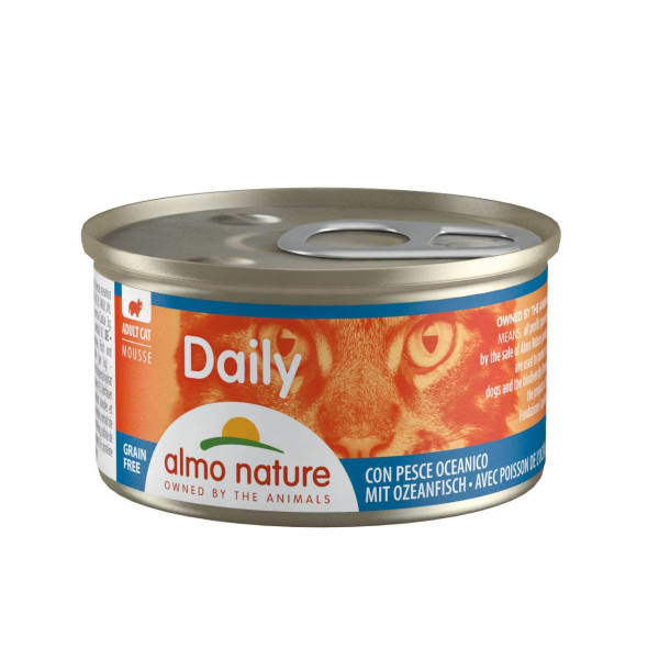 Image of Almo Nature Daily Menu Grain-free Mousse Oceanic Fish Wet Cat Food Tins, 24 x 85g - Ocean Fish