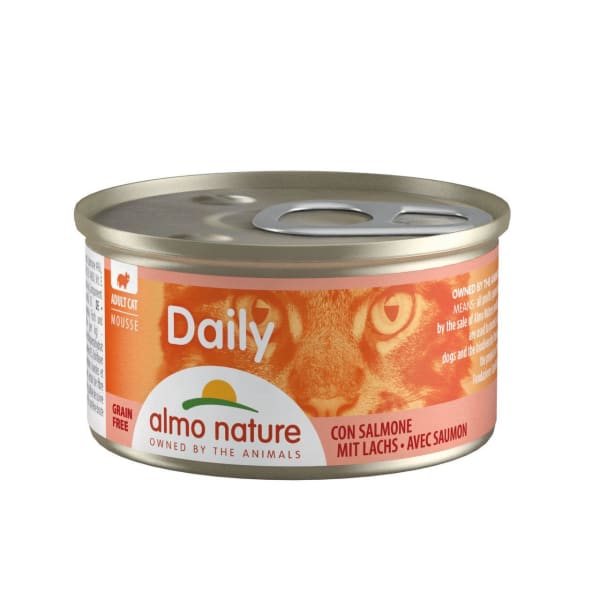 Image of Almo Nature Daily Menu Grain-free Mousse Salmon Wet Cat Food Tins, 24 x 85g - Salmon