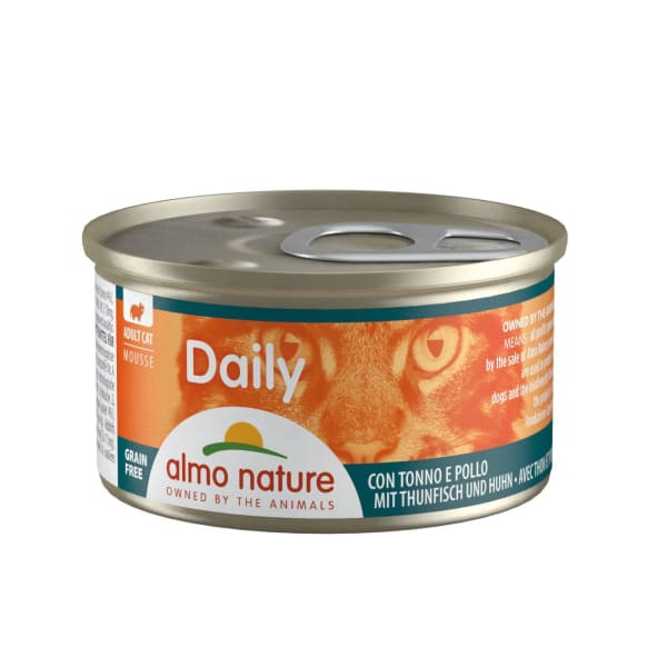Image of Almo Nature Daily Menu Grain-free Mousse Tuna & Chicken Wet Cat Food Tins, 24 x 85g - Tuna & Chicken