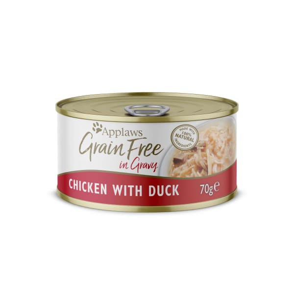Image of Applaws Grain-free Wet Cat Food Chicken with Duck in Gravy, 24 x 70g - Chicken with Duck