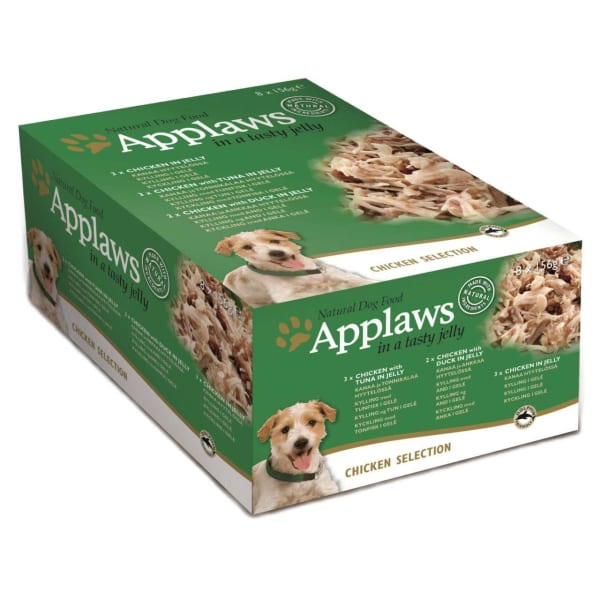 Image of Applaws Natural Adult Tins Chicken Selection in Jelly Wet Dog Food, 8 x 156g - Selection Pack