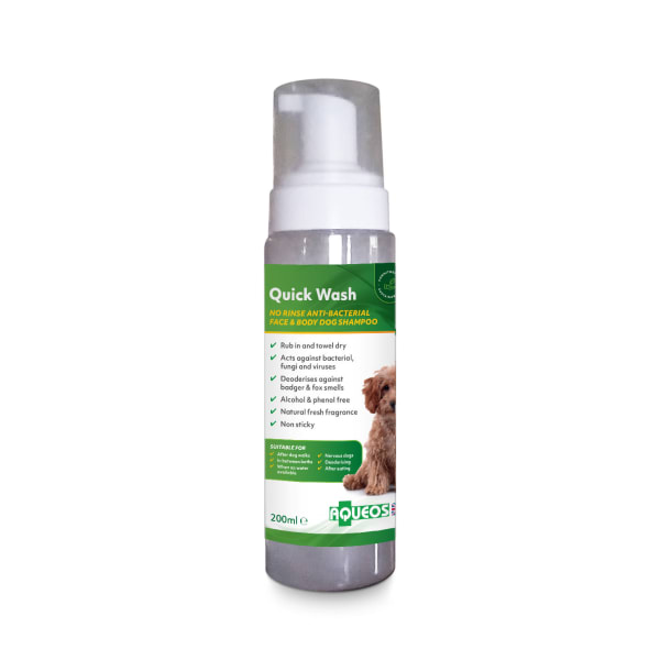 Image of Aqueos Quick Wash Anti-Bacterial No Rinse Dog Shampoo, 200ml