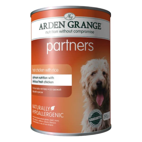Image of Arden Grange Partners Adult Chicken & Rice Wet Dog Food, 24 x 395g - Chicken & Rice
