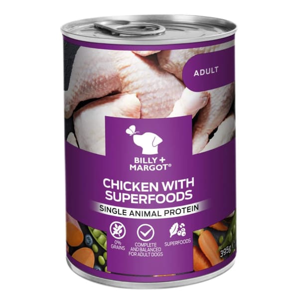 Image of Billy + Margot Chicken with Superfood Blend Wet Can, 395g - Chicken