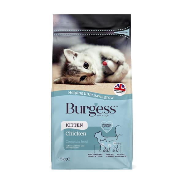 Image of Burgess Complete Kitten Chicken Cat Food, 1.5kg - Chicken