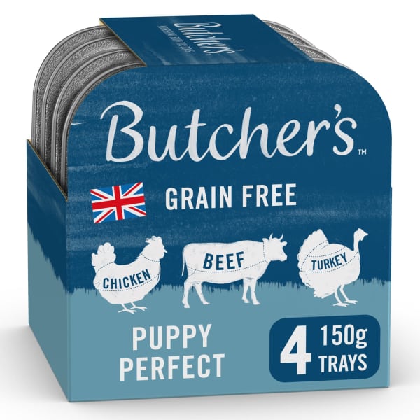 Image of Butcher's Puppy Perfect Trays, 4 x 150g - Beef, Chicken & Turkey