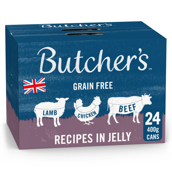 Image of Butcher's Recipes in Jelly Dog Food Tins, 12 x 400g - Beef, Chicken & Lamb