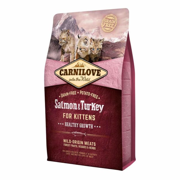 Image of Carnilove Grain-free Kitten Salmon & Turkey Healthy Growth Dry Cat Food, 2kg - Salmon & Turkey