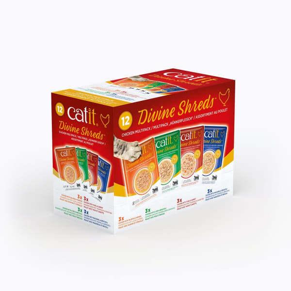 Image of Catit Divine Shreds Chicken Multipack Wet Cat Food, 12 x 75g