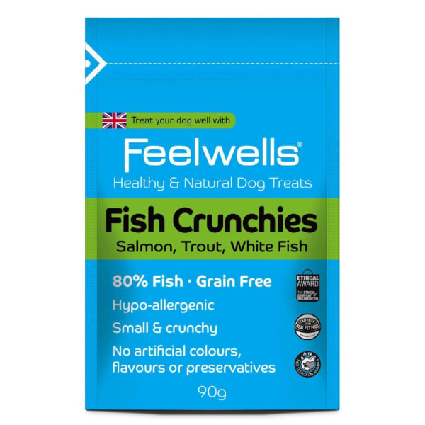 Image of Feelwells Fish Crunchies Grain-free Dog Treat, 90g - Salmon, Trout & White Fish
