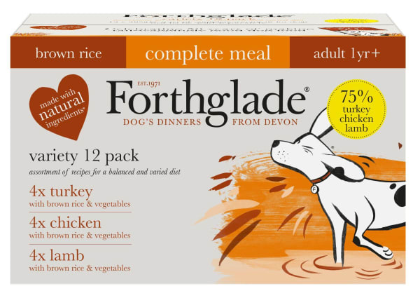 Image of Forthglade Complete Adult Multicase (Turkey Lamb & Chicken) Wet Dog Food, 12 x 395g - Multipack