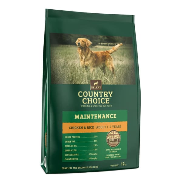 Image of Gelert Country Choice Maintenance Chicken & Rice Dry Dog Food, 12kg - Chicken & Rice