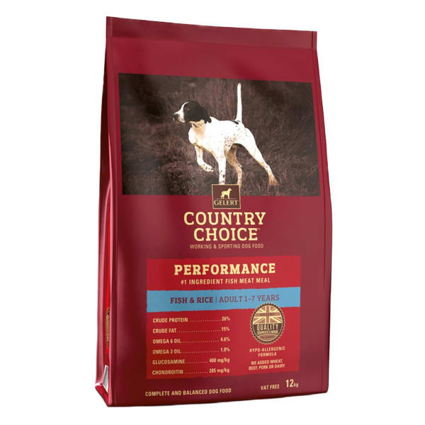 Image of Gelert Country Choice Performance White Fish & Rice Dry Dog Food, 12kg - Fish & Rice