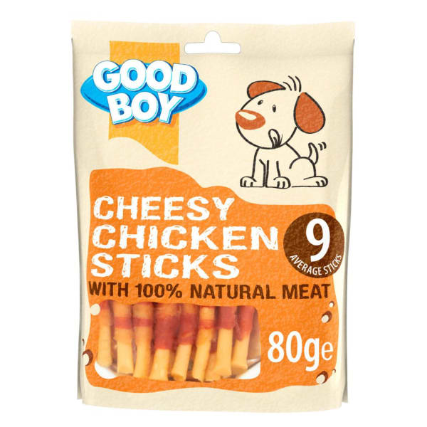 Image of Good Boy Cheesy Chicken Sticks Dog Treat, 80g - Cheese & Chicken
