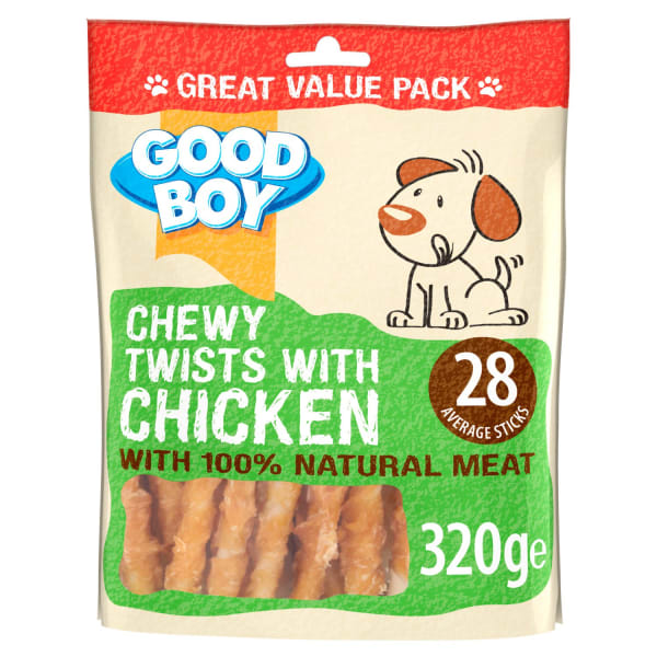 Image of Good Boy Chewy Chicken Twisters Dog Treat, 320g - Chicken