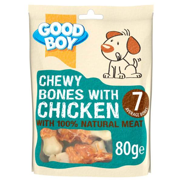 Image of Good Boy Chewy Mini Bones with Chicken Dog Treat, 80g - Chicken