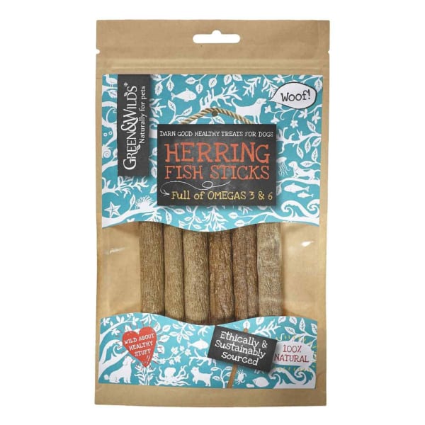 Image of Green & Wilds Herring Fish Sticks Dog Treat, 100g - Herring