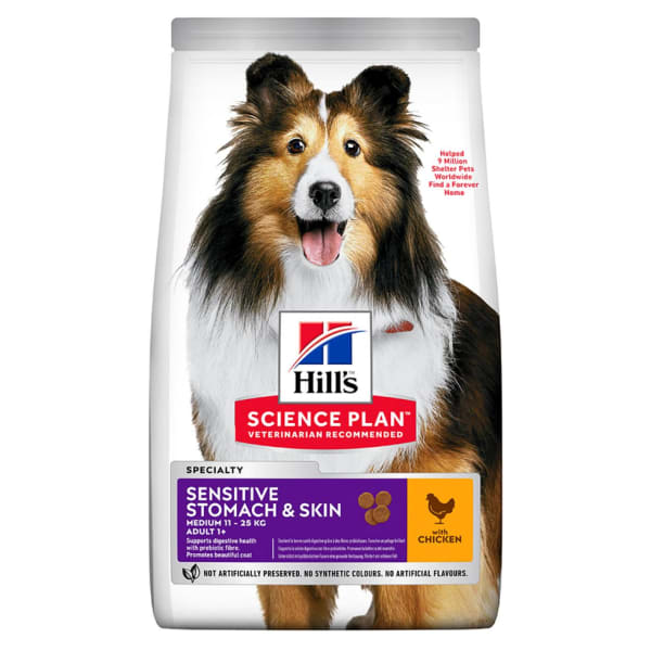 Image of Hill's Science Plan Adult Medium Sensitive Stomach & Skin Chicken Dog Food, 2.5kg - Chicken