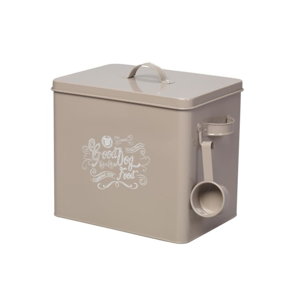 Image of House of Paws Good Grey Dog Food Tin with Scoop - Large, Large - 28cm x 24cm x 28cm