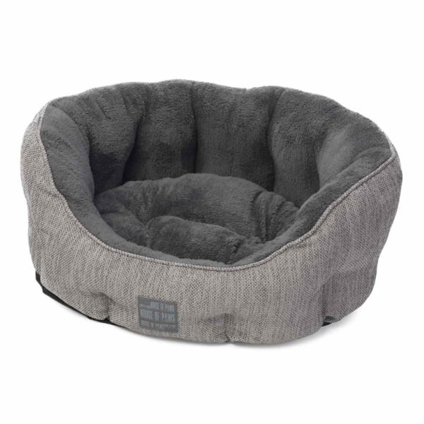 Image of House of Paws Grey Hessian Dog Bed, Extra Small - 45cm x 40cm x 20cm