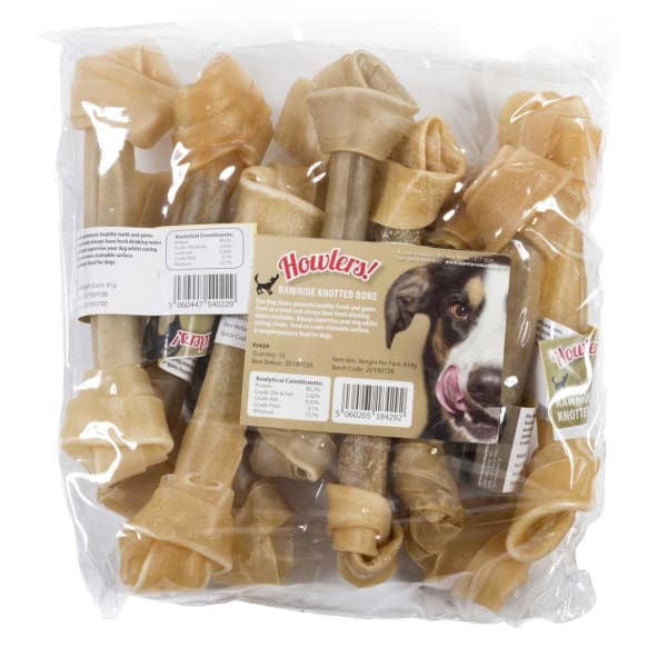Image of Howlers 8"" Knotted Bones Dog Treat, 10 per Pack - Beef