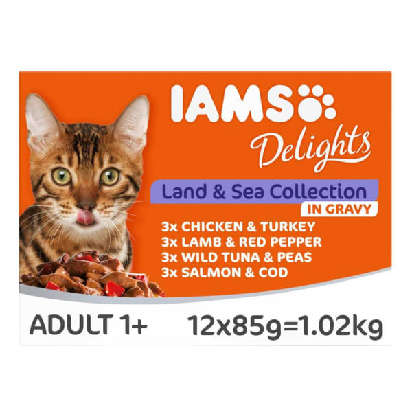 Image of Iams Delights Adult Land & Sea Collection in Gravy Multipack, 48 x 85g - Multi Pack