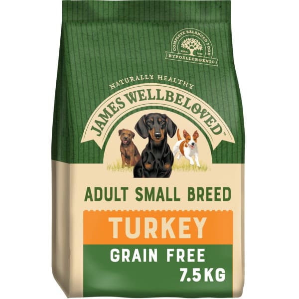 Image of James Wellbeloved Grain-free Adult Small Breed Turkey & Veg Dry Dog Food, 7.5kg - Turkey & Vegetables