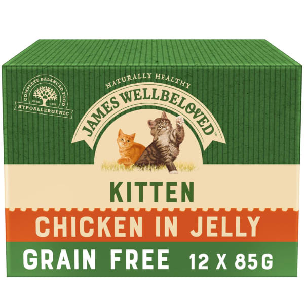 Image of James Wellbeloved Kitten Grain-free Pouches with Chicken in Jelly, 12 x 85g - Chicken