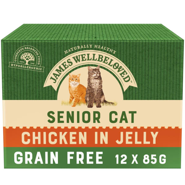 Image of James Wellbeloved Senior Cat Grain-free Pouches with Chicken in Jelly, 12 x 85g - Chicken