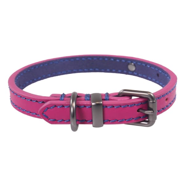 Image of Joules Pink Leather Dog Collar, Medium