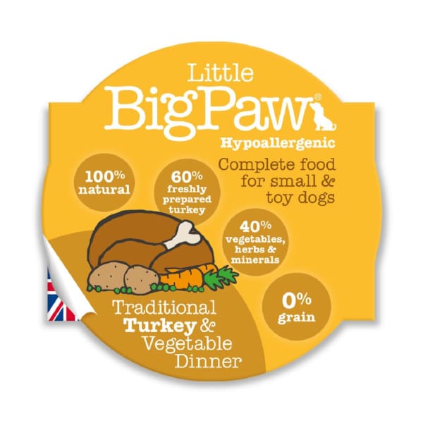 Image of Little Big Paw Traditional Turkey & Veg Dinner Wet Dog Food, 8 x 85g - Turkey & Veg