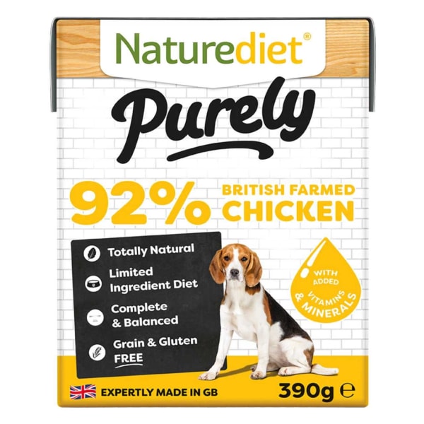 Image of Naturediet Purely 92% Chicken Complete Wet Dog Food, 18 x 390g - Chicken
