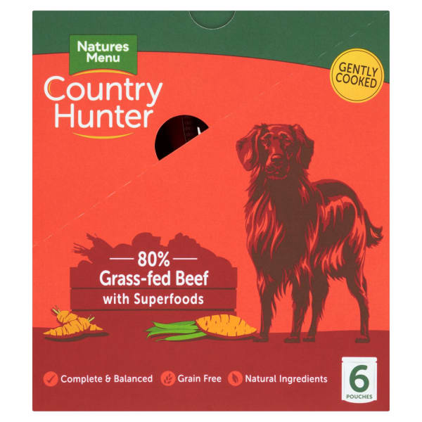 Image of Natures Menu Country Hunter Beef Wet Dog Food Pouches, 6 x 150g - Beef