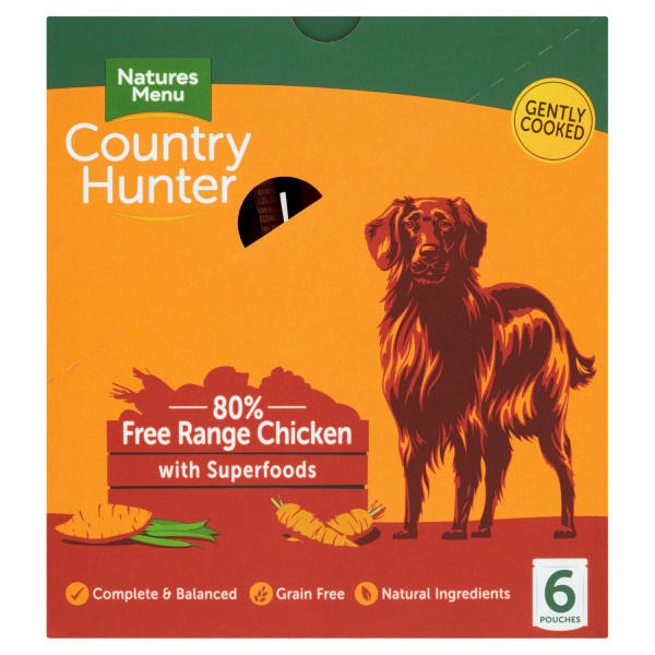 Image of Natures Menu Country Hunter Chicken Wet Dog Food Pouches, 6 x 150g - Chicken