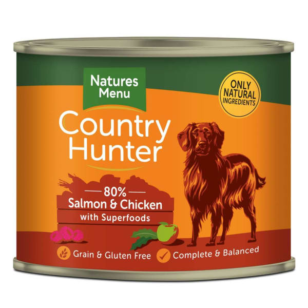 Image of Natures Menu Country Hunter Salmon & Chicken Wet Dog Food Cans, 6 x 600g - Salmon & Chicken