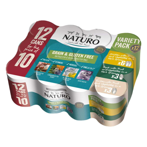 Image of Naturo Adult Wet Dog Food Grain & Gluten Free Poultry Variety Cans, 12 x 390g - Poultry