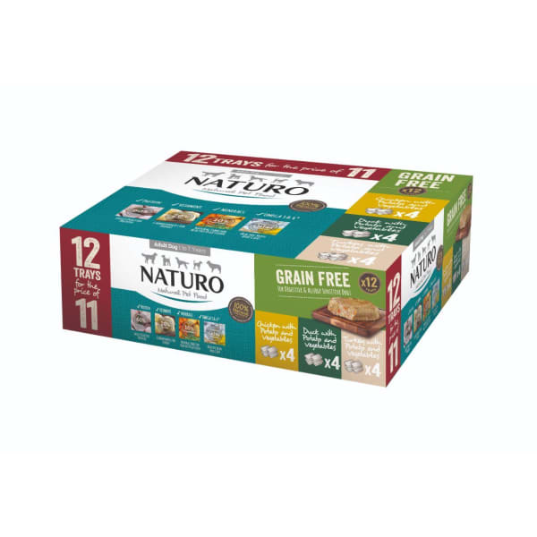Image of Naturo Adult Wet Dog Food Grain-free Variety Pack Trays, 12 x 400g - Variety Pack