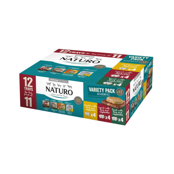 Image of Naturo Adult Wet Dog Food with Rice Variety Pack Trays, 12 x 400g - Variety Pack